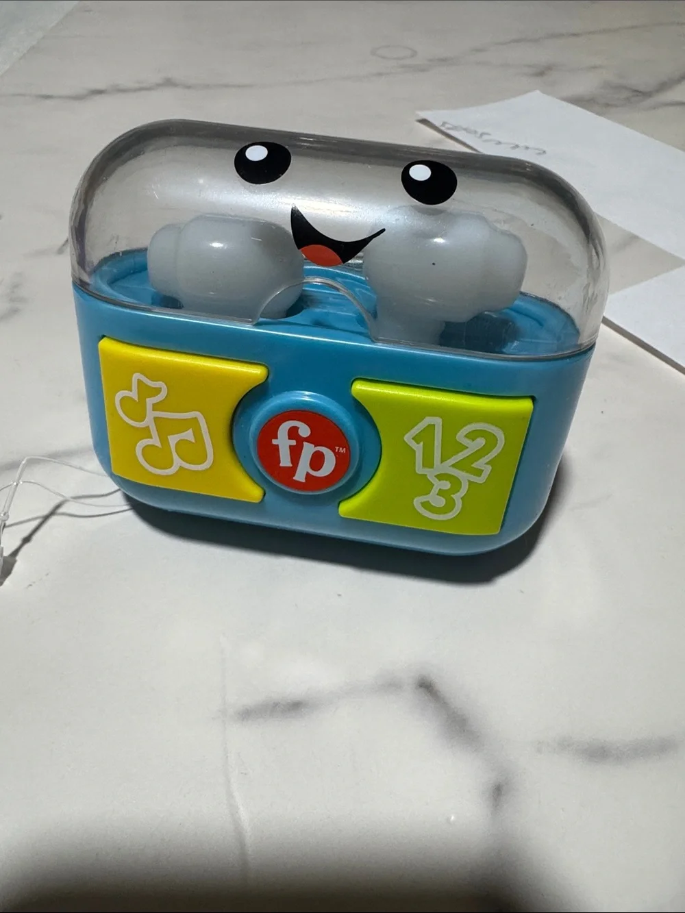 Fisher-Price Blue Music & Numbers Playbox with Yellow and Lime Buttons